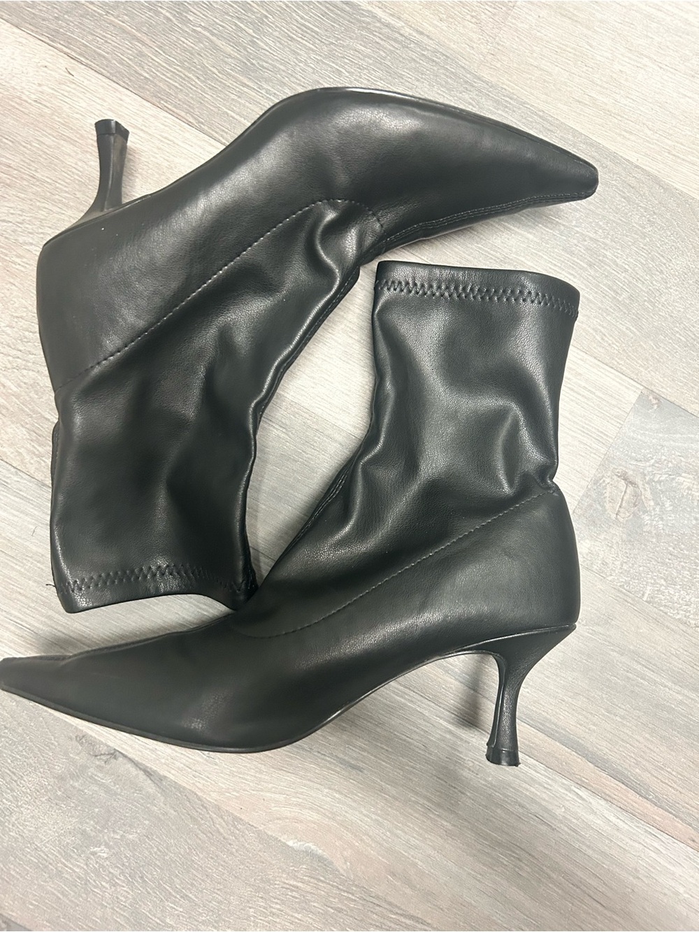 Urban Outfitters Black Pointed Sock Heeled Booties